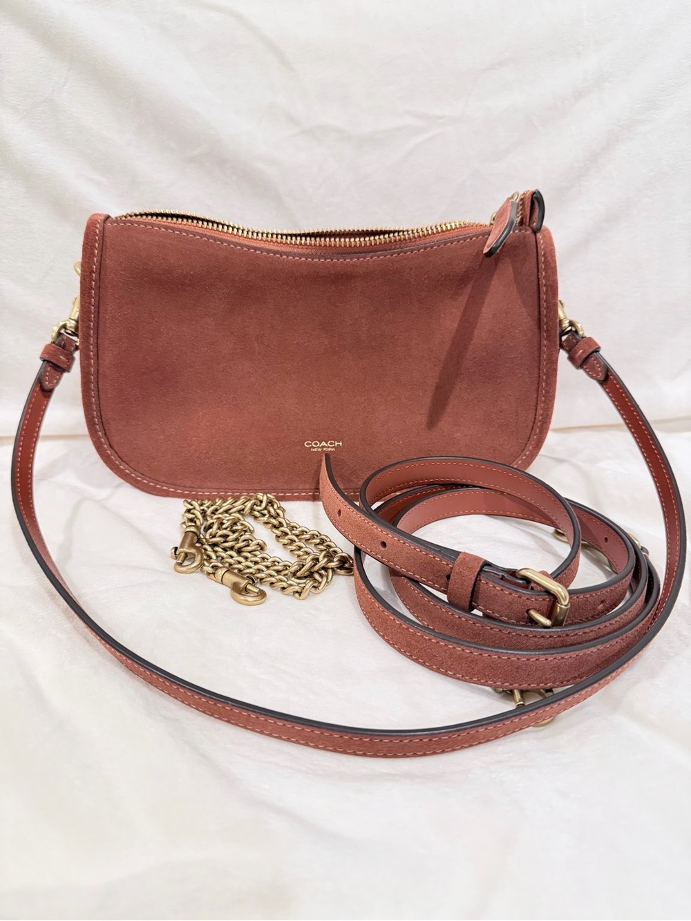 Coach Waverly Shoulder Bag in Clay Suede